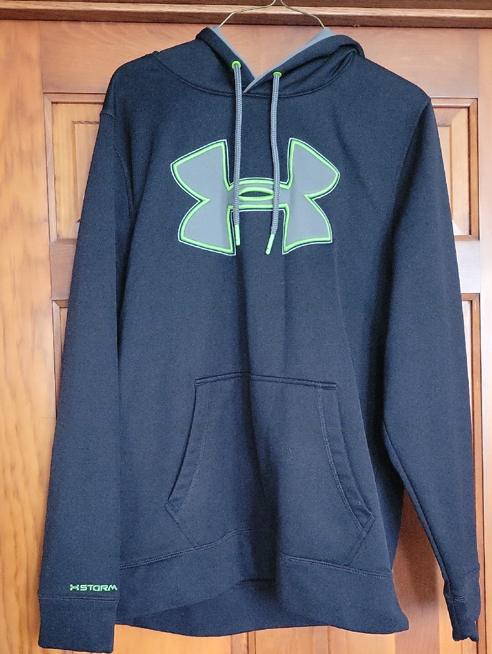 Under Armour Men’s Black Hoodie with Neon Green Logo Accent